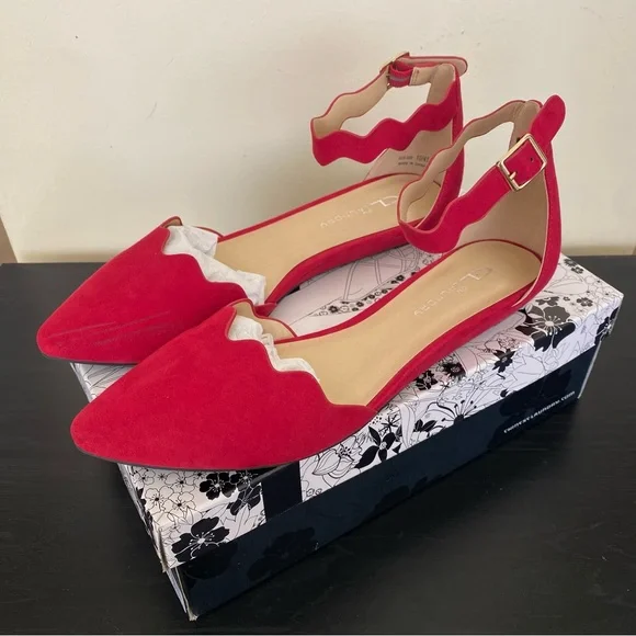 CL by Laundry Women's Studio Super Suede Ruby Red Pointed Toe Flat Womens Sz 10 - Picture 3 of 11